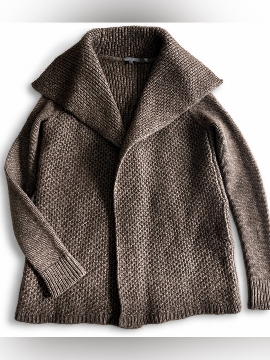 Vince Other - Vince Brown Shawl-Collar Knit Cardigan L Yak Wool